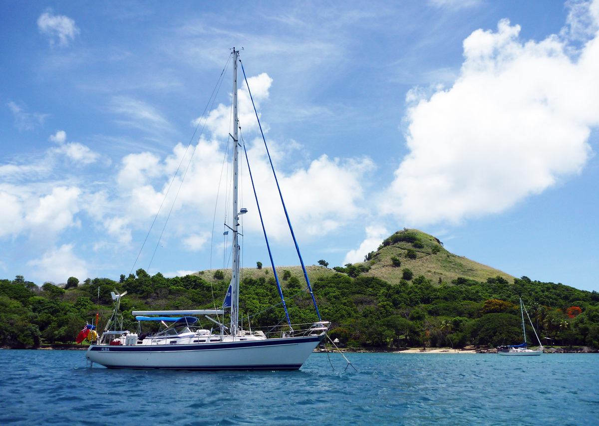 Anchored off Pigeon Island, St Lucia