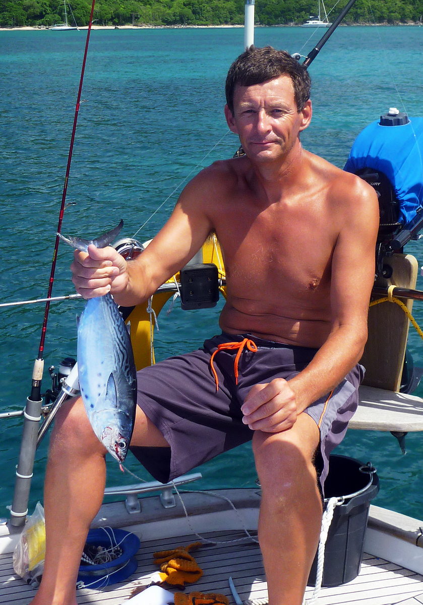Bonito caught on a small casting rod