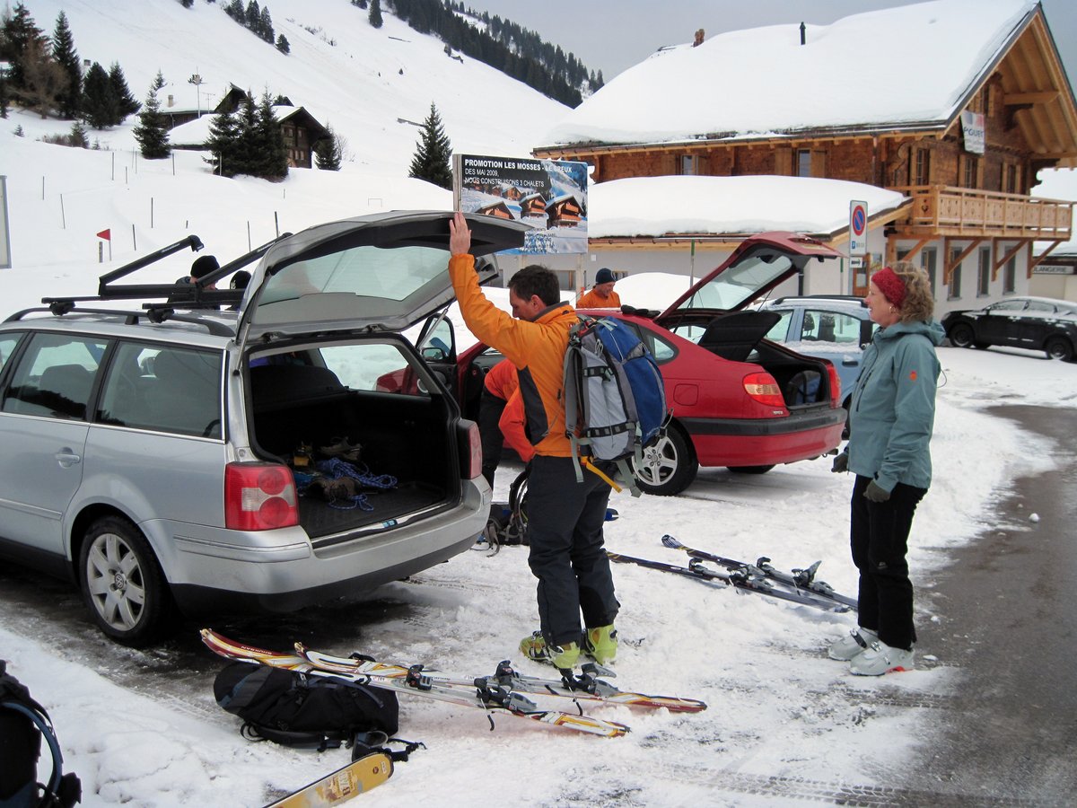 Getting ready to go up Pic Chaussy, Switzerland Getting ready to go up Pic Chaussy, Switzerland